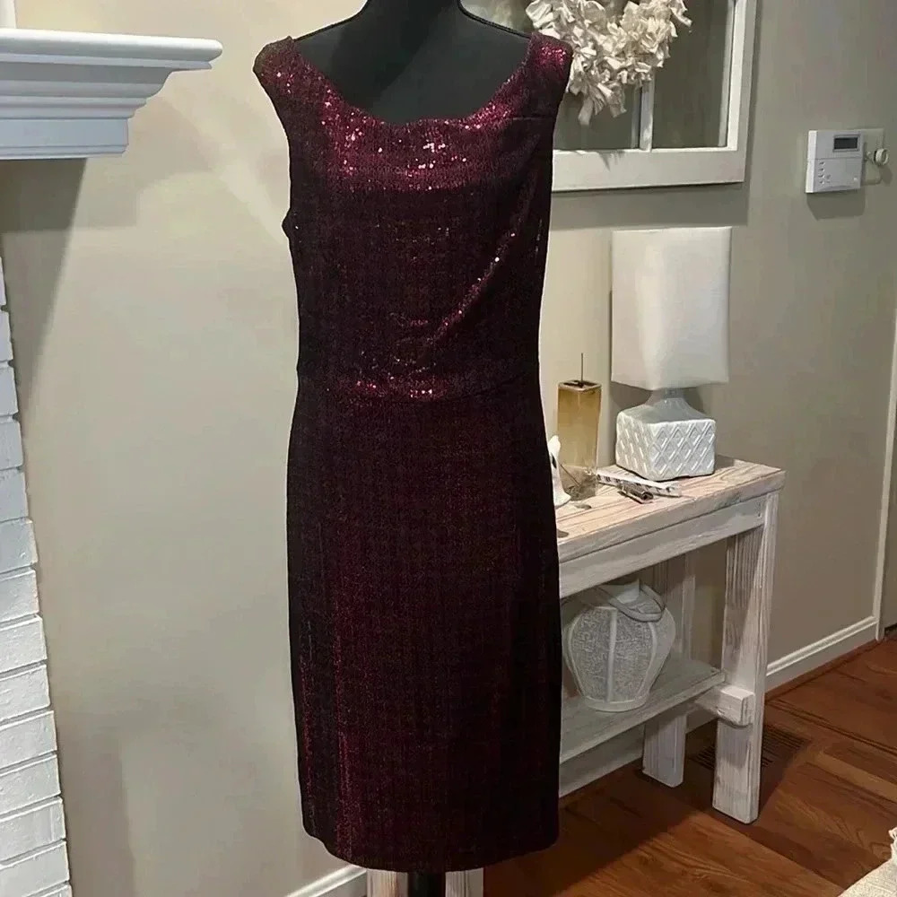#276 beautiful Ralph Lauren burgundy dress size 16